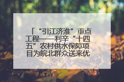 “引江济淮”重点工程——利辛“十四五”农村供水保障项目为皖北群众送来优质“引调水”