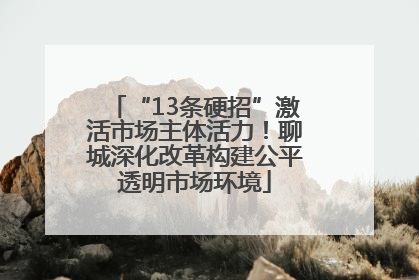 “13条硬招”激活市场主体活力！聊城深化改革构建公平透明市场环境