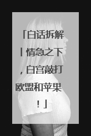 白话拆解丨情急之下，白宫敲打欧盟和苹果！