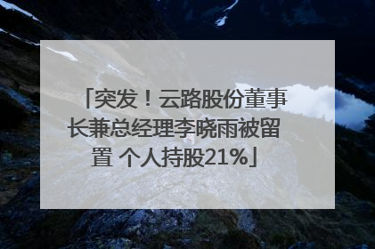 突发！云路股份董事长兼总经理李晓雨被留置 个人持股21%