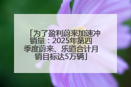 为了盈利蔚来加速冲销量：2025年第四季度蔚来、乐道合计月销目标达5万辆