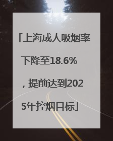 上海成人吸烟率下降至18.6%，提前达到2025年控烟目标