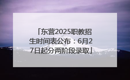 东营2025职教招生时间表公布：6月27日起分两阶段录取