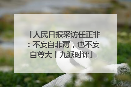 人民日报采访任正非：不妄自菲薄，也不妄自尊大丨九派时评