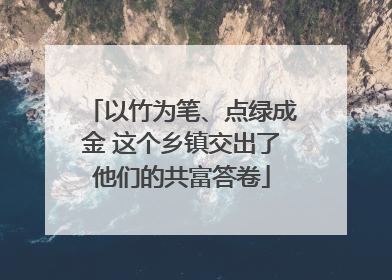 以竹为笔、点绿成金 这个乡镇交出了他们的共富答卷