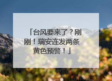 台风要来了？刚刚！瑞安连发两条黄色预警！