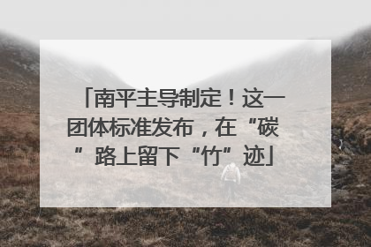 南平主导制定！这一团体标准发布，在“碳”路上留下“竹”迹