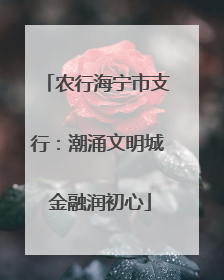 农行海宁市支行：潮涌文明城 金融润初心