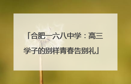 合肥一六八中学：高三学子的别样青春告别礼