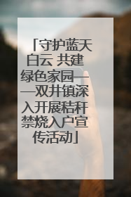 守护蓝天白云 共建绿色家园——双井镇深入开展秸秆禁烧入户宣传活动
