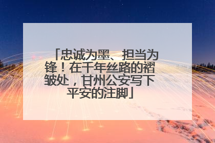 忠诚为墨、担当为锋！在千年丝路的褶皱处，甘州公安写下平安的注脚