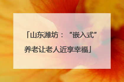 山东潍坊：“嵌入式”养老让老人近享幸福