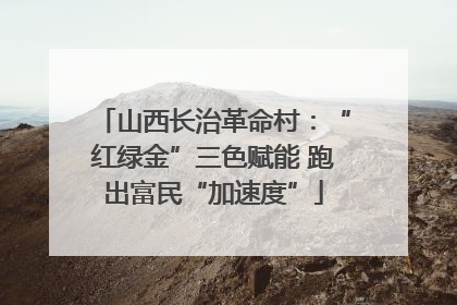 山西长治革命村：“红绿金”三色赋能 跑出富民“加速度”