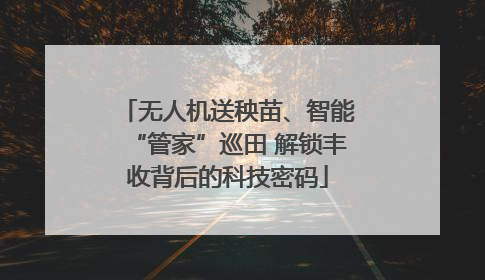 无人机送秧苗、智能“管家”巡田 解锁丰收背后的科技密码