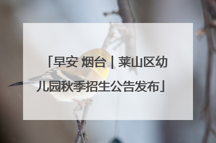 早安 烟台｜莱山区幼儿园秋季招生公告发布