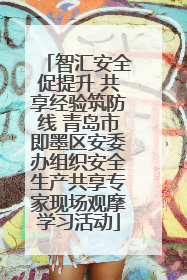 智汇安全促提升 共享经验筑防线 青岛市即墨区安委办组织安全生产共享专家现场观摩学习活动