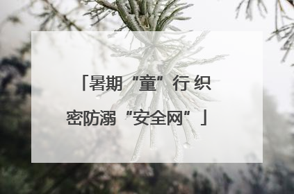 暑期“童”行 织密防溺“安全网”