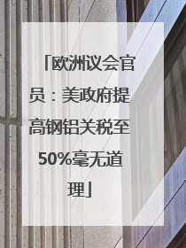 欧洲议会官员：美政府提高钢铝关税至50%毫无道理