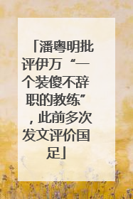 潘粤明批评伊万“一个装傻不辞职的教练”，此前多次发文评价国足