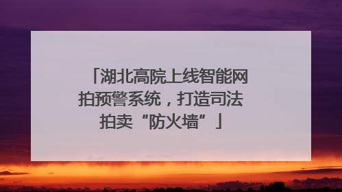 湖北高院上线智能网拍预警系统，打造司法拍卖“防火墙”