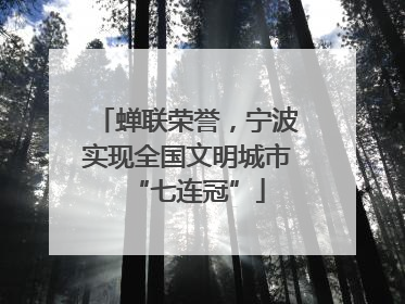 蝉联荣誉，宁波实现全国文明城市“七连冠”
