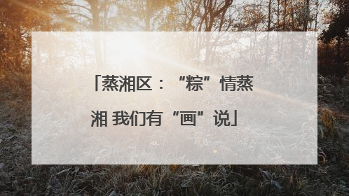蒸湘区：“粽”情蒸湘 我们有“画”说