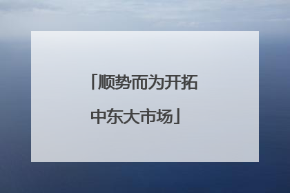 顺势而为开拓中东大市场