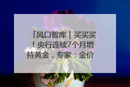 风口智库｜买买买！央行连续7个月增持黄金，专家：金价或仍易涨难跌
