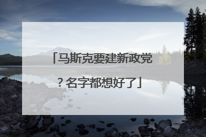马斯克要建新政党？名字都想好了