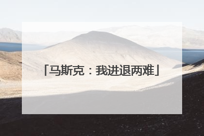 马斯克：我进退两难