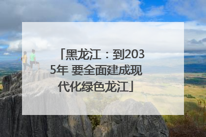 黑龙江：到2035年 要全面建成现代化绿色龙江