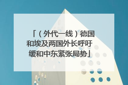 （外代一线）德国和埃及两国外长呼吁缓和中东紧张局势