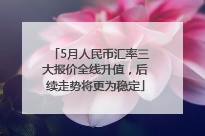 5月人民币汇率三大报价全线升值，后续走势将更为稳定