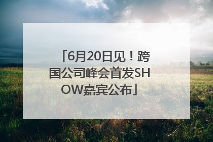 6月20日见！跨国公司峰会首发SHOW嘉宾公布